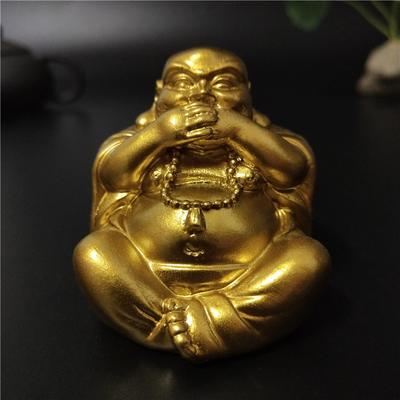 Gold Laughing Buddha Statue Chinese Feng Shui Maitreya Buddha Sculpture Figurines Ornaments For Home Garden Decoration Statues