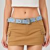 Cloth Retro Denim Carved Buckle Blue Waistband Adjustable Fit Fabric Material
