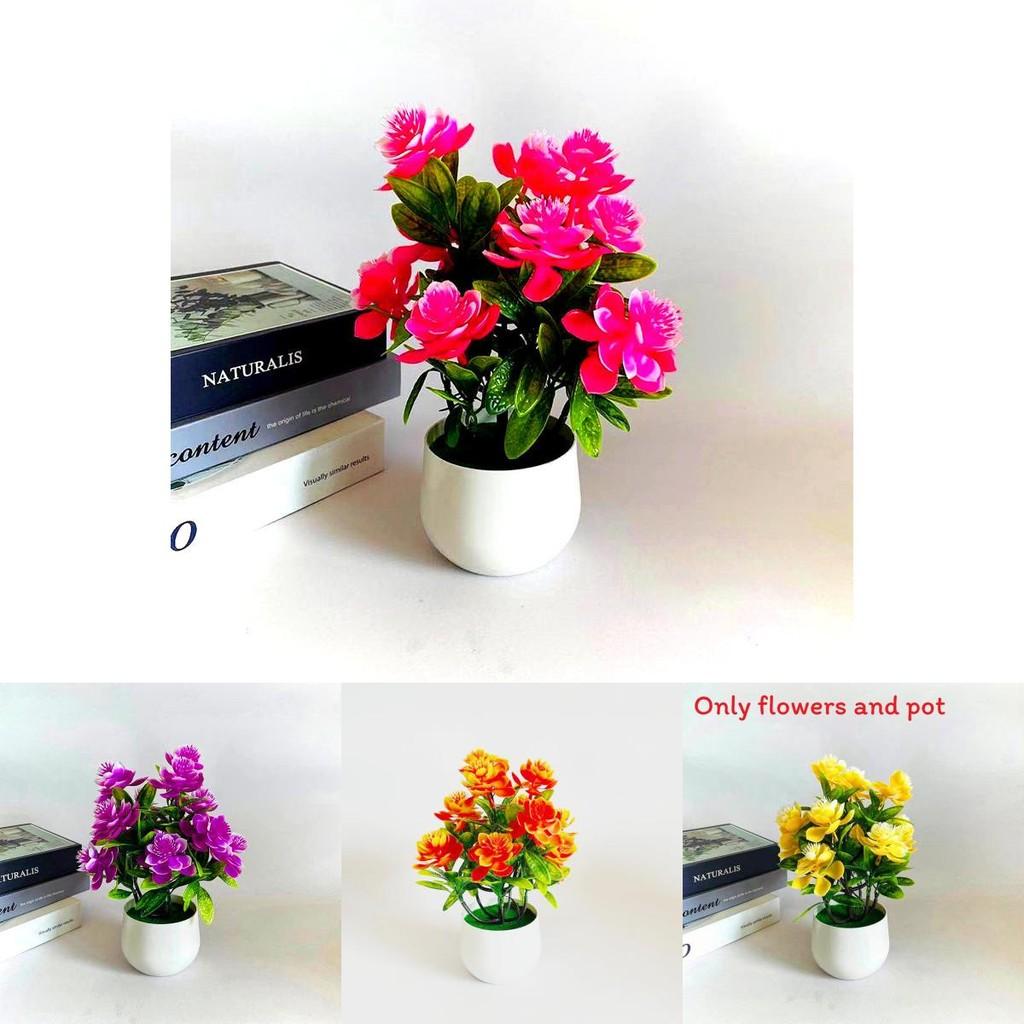 Artificial Plant Pot Yellow Pink Purple Orange Blooms For Home Decor
