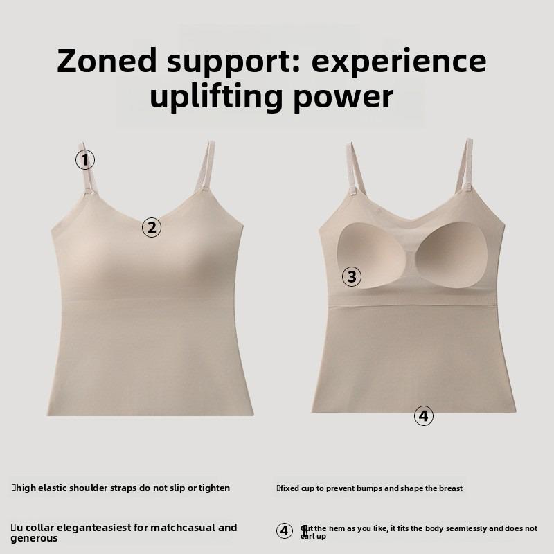 Damen Lang Schönheitsrücken Camisole, Feste Cups Hautfarbe Nahtlos Große Größen Basis Tanktop