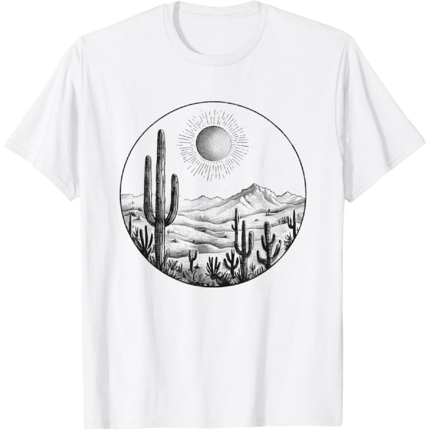 Desert Cactus Plants Adventure Arizona Cactus Scene Vintage T-Shirt S