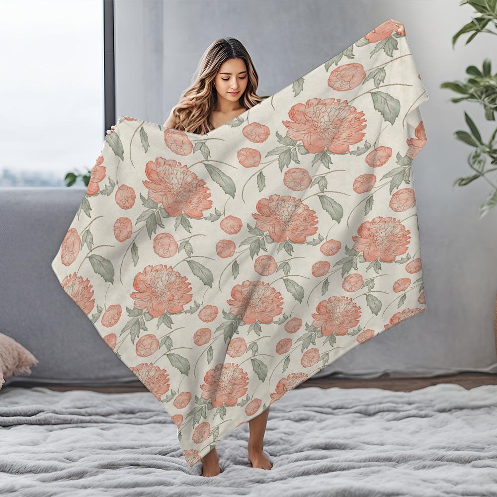 Floral Watercolor Print Blanket Soft Fleece Throw Blanket for Sofa Bed Couch Decorative Gift
