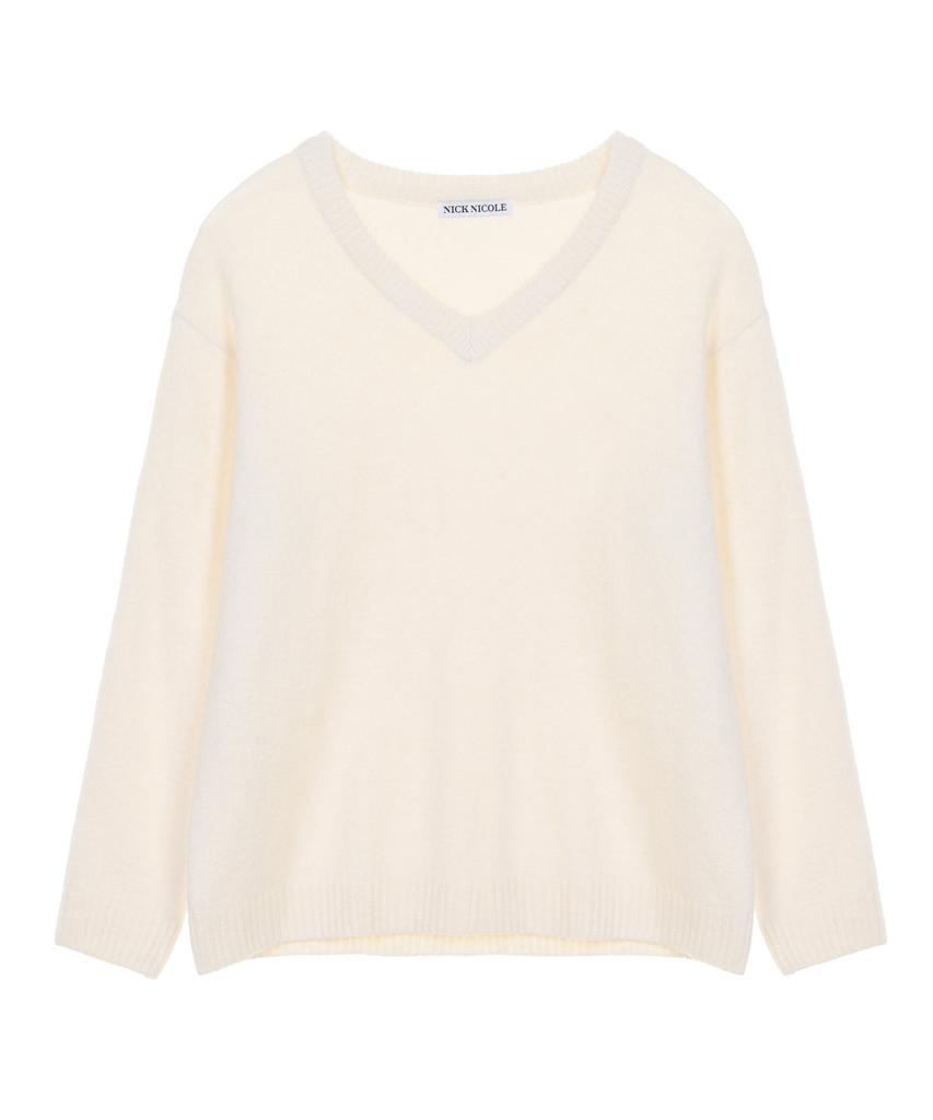 Nigaennikol [Essential] Classical Soft V Sweater_Cream
