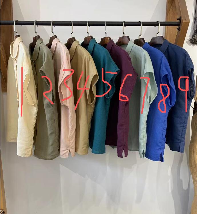 1116 summer new women's lapel Japanese cotton shirt loose shirt linen top cardigan literary style ins