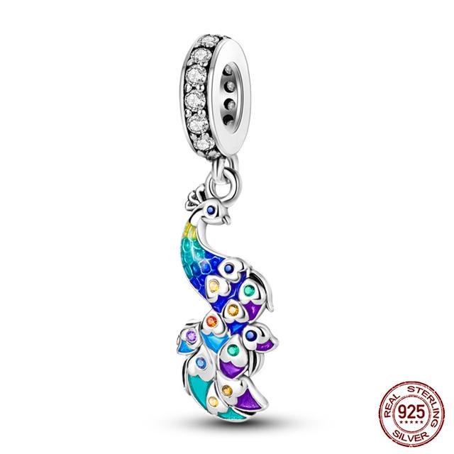 Prawdziwe 925 Sterling Silver kolorowy motyl sowa wróżka wisiorki koraliki Fit Fasion 925 oryginalne bransoletki naszyjniki Fine DIY biżuteria