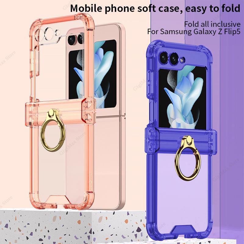 Wireless Charging Case For Samsung Galaxy Z Flip 5 Flip5 Clear Soft Cover For Samsung ZFlip5 Z Flip5 Funda Case Protective Coque