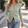 Women's Color Button Front Long Sleeve Casual Sweater Cardigan Top