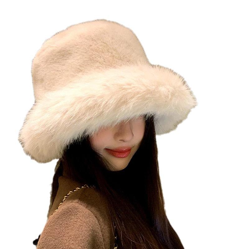 Plüschmütze Verdickt Warm Stilvoll Ohrenschützend Fischerhut Winter Imitation Nerzfell Winddicht und Kälteschutz Mongolischer Beckenhut