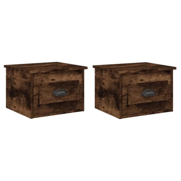 VidaXL Wall-mounted Bedside Tables 2 Pcs Smoked Oak 41.5x36x28 Cm 816387