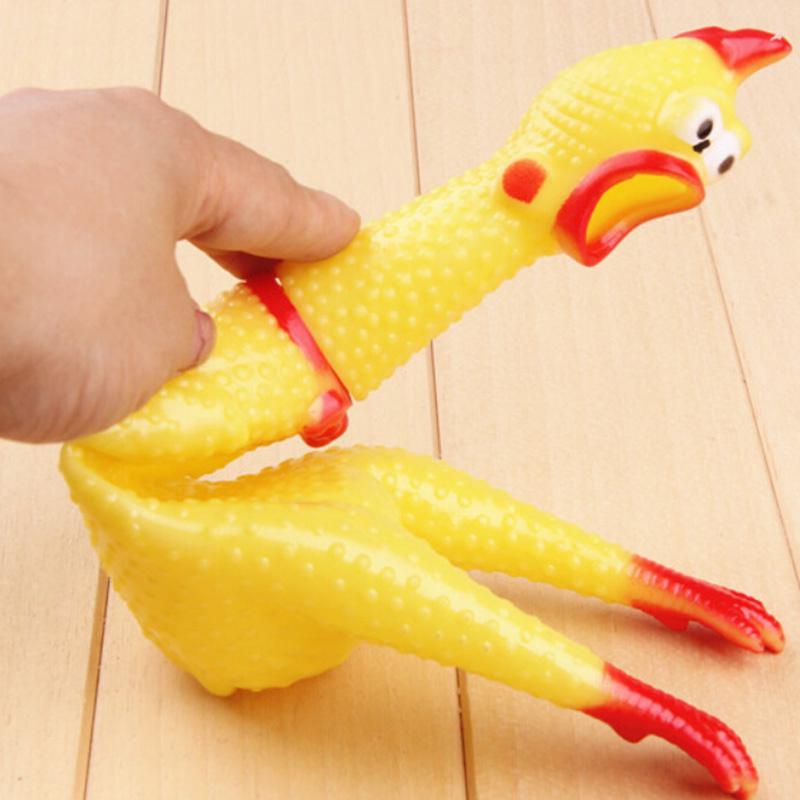 17Cm Yellow Screaming Rubber Chicken Pet Dog Toy Squeak Squeaker Chew Gift 1 Pcs
