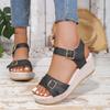 Women Plus Size Platform Sandals Summer New Buckle Strap Fish Mouth Wedge Heel Casual Sandals