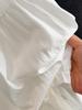 Women's High-Waist White Lace Ruffled Midi A-Line Skirt