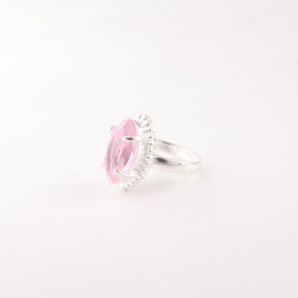 Piedra Preciosa Morganita Rosa Plata de Ley 925 Joyería Anillo Regalo Para Novia RR-64-7