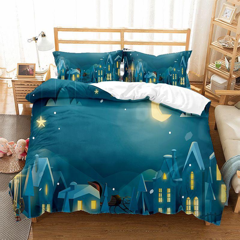 Happy Christmas Bedding Set 3D Printed Santa Claus Duvet Cover Set King Queen Single Double Size Kids Bedding Set No Sheet Gift