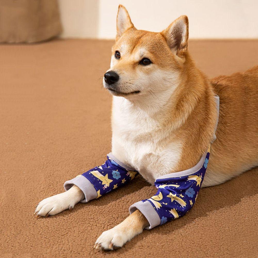 Cartoon Pet Recovery Sleeve Football/Star Pattern Dog Elbow Brace for Dogs Puppy