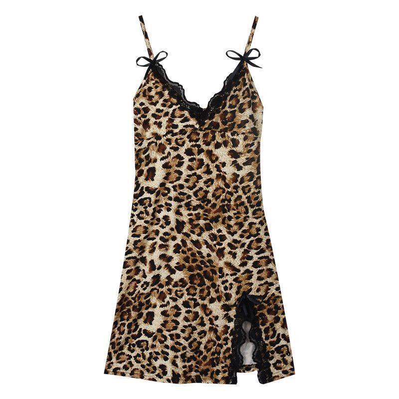 Sexy lingerie sexy leopard print suspender nightgown passion seduction lace bed flirting tease hollow suit