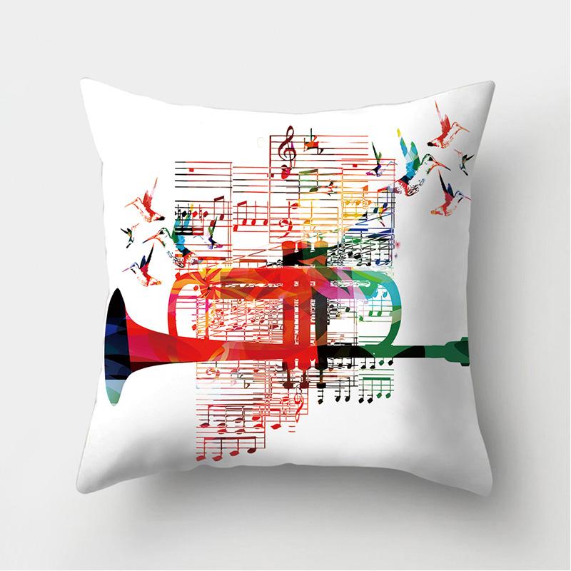Cushion Cover Pillow Sofa Decorative Pillowcase Musical Instrument Pattern