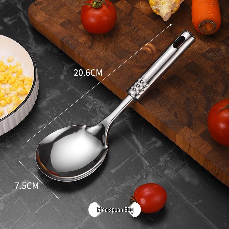 Stainless Steel Cookware: Nine Bead Spatula & Spoon Set - Includes Frying Spatula, Slotted Spoon, Rice Spoon, and Stir-fry Spatula.