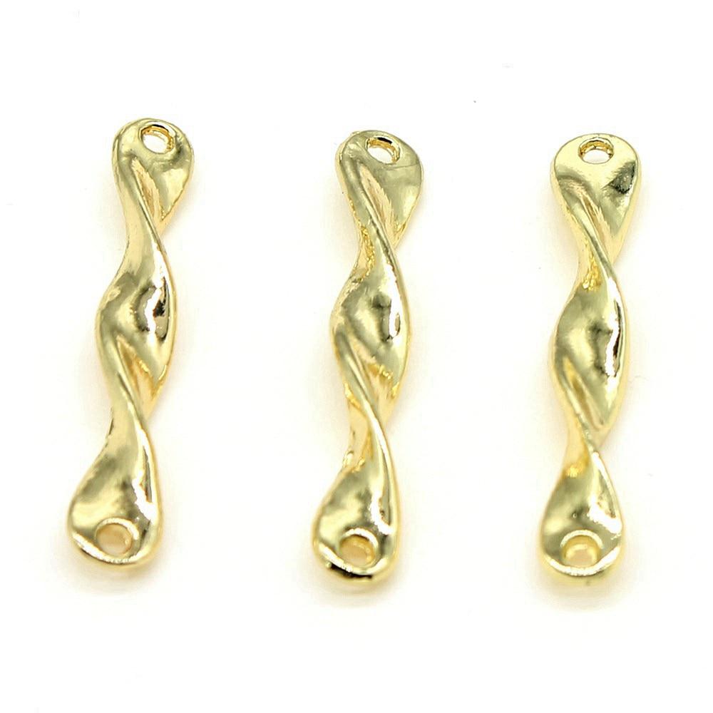 

10 шт. витой геометрический разъем, подвески, компоненты ювелирных изделий, аксессуары, электрофорез Kc, сплав золота и цинка, 5X37 мм