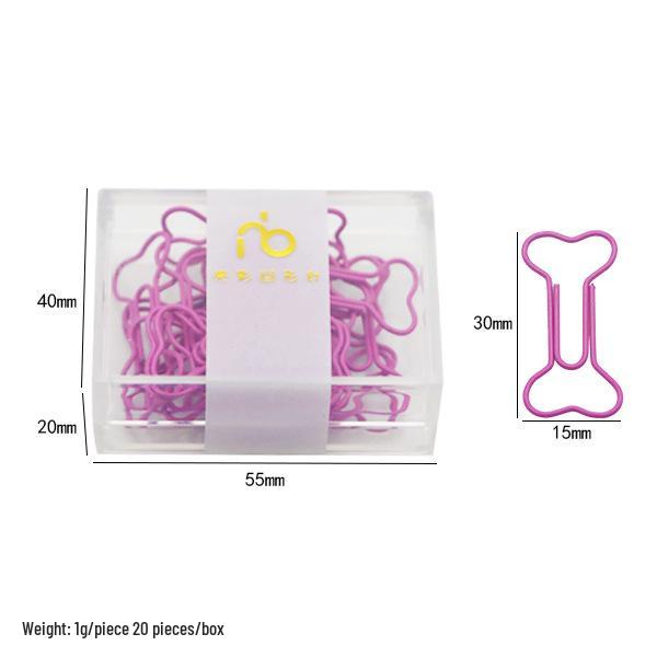 Multi-Color Dog Bone Paper Clips - Metal Binder Clips for Office Organization