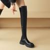 Krazing Pot Microfiber Autumn Winter Shoes Med Heels Flat Platform Size 42 Over-the-knee Boots Slip on Elastic Thigh High Boots
