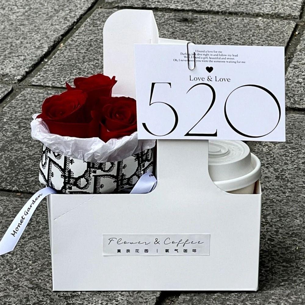 10PCS Kraft Paper Bouquet Wrapping Bag Coffee Cup Bag Flower Bag Handheld Flower Box  Weding Party