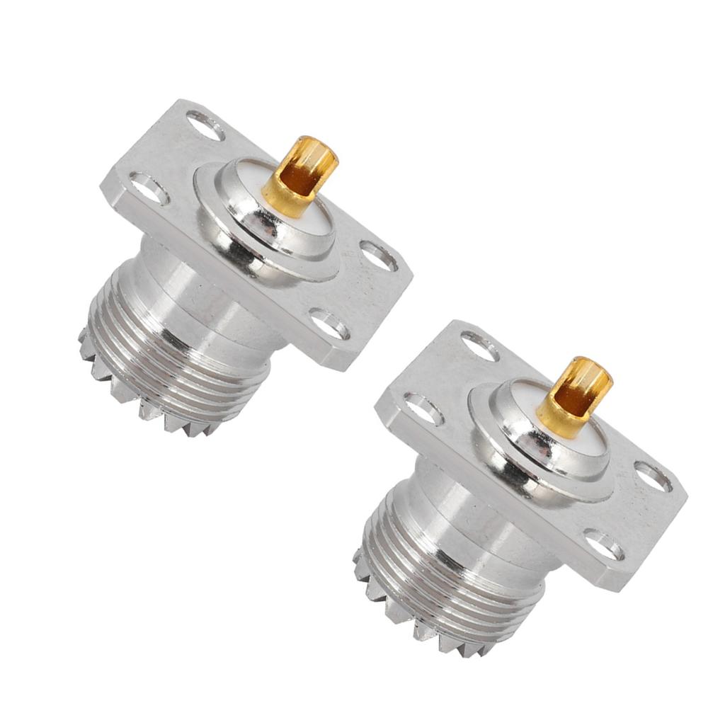 2PCS UHF Female SO239 4 Hole Socket Panel Chassis RF Coaxial Adapter Connector