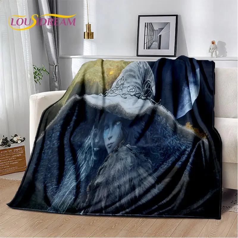 Elden Ring Jeu Joueur Couverture Peluche Douce Imprimée en 3D, Couverture Flanelle Couverture Jetée pour Salon Chambre à Coucher Lit Canapé Couverture Pique-nique