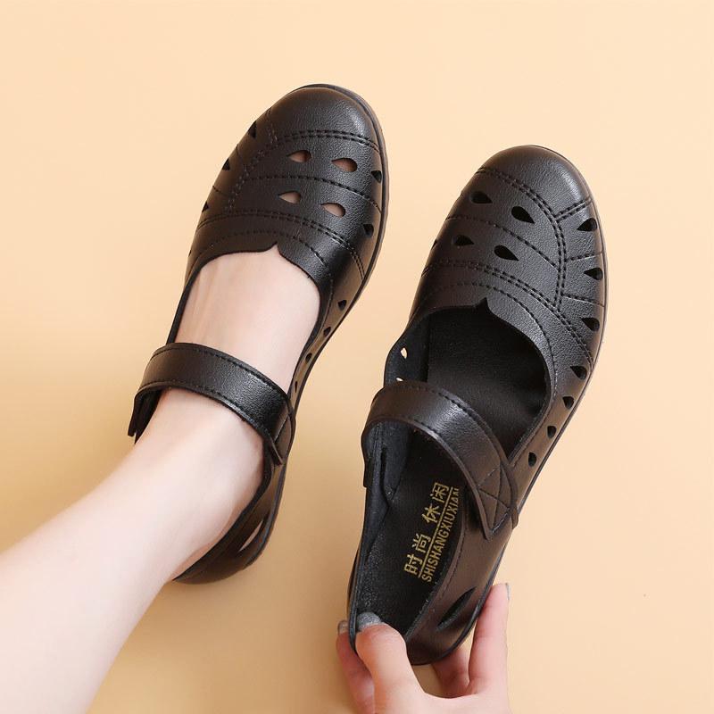 Spring new casual leather shoes for the elderly women's soft-soled soft-soled non-slip grandma shoes