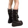 Sweet Cool Spice Girl Metal Punk Style Platform Locomotive Boots Women's New Slope Heel Tall Knight Boots
