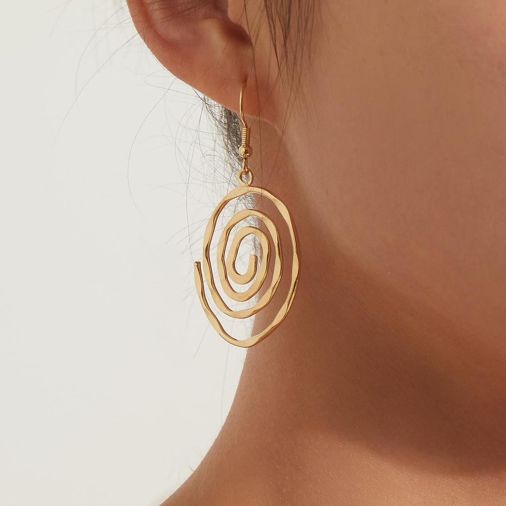 Stylish Hollow Vortex Earrings - Elegant European & American Design for Women