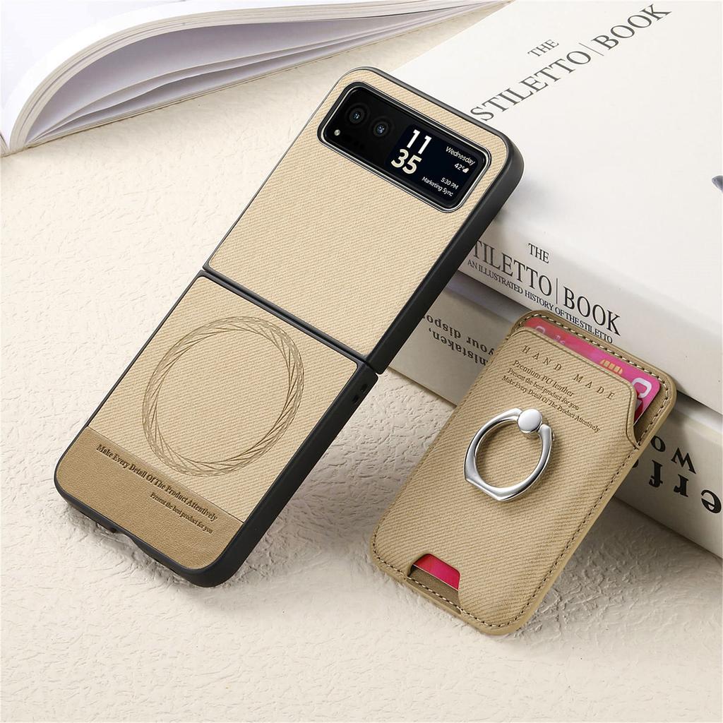 2 in 1 Detachable Magnetic Cards Solt Wallet Cowboy Ring Holder Case For Motorola Razr 50 Ultra 40 Vertical Bag Pocket Cover