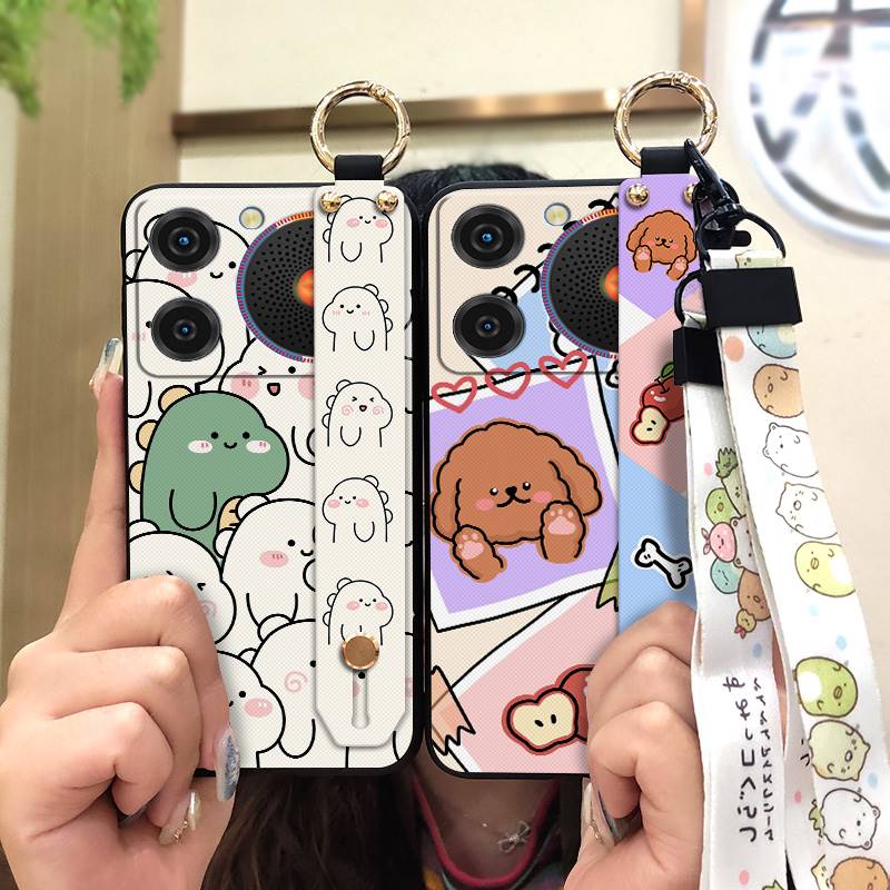 Silicone Wrist Strap Phone Case For ZTE Nubia Music Lanyard Durable Wristband Soft Case Ring Anti-knock Cartoon Cute