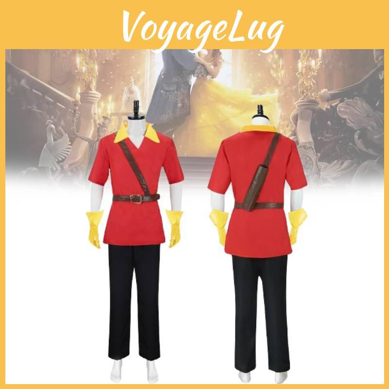 Skönheten och Odjuret Gaston Cosplay Kostym Med Polyestertyg För Halloween Rollspel