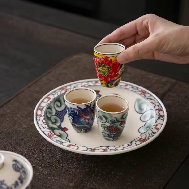 Chinesischer Stil Nationaler Stil Topfuntersetzer Teeschale Retro Handgemacht Keramik Trockenblasen-Tablett Haushalt Teekannen-Tablett Teeschale Erfrischungs-Tablett Obstschale
