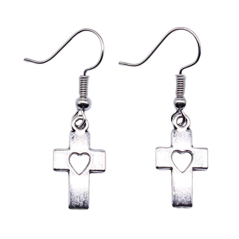 Cross Dangle Earrings Minimalist Gothic Christian Symbol Drop Earrings Girl Jewelry