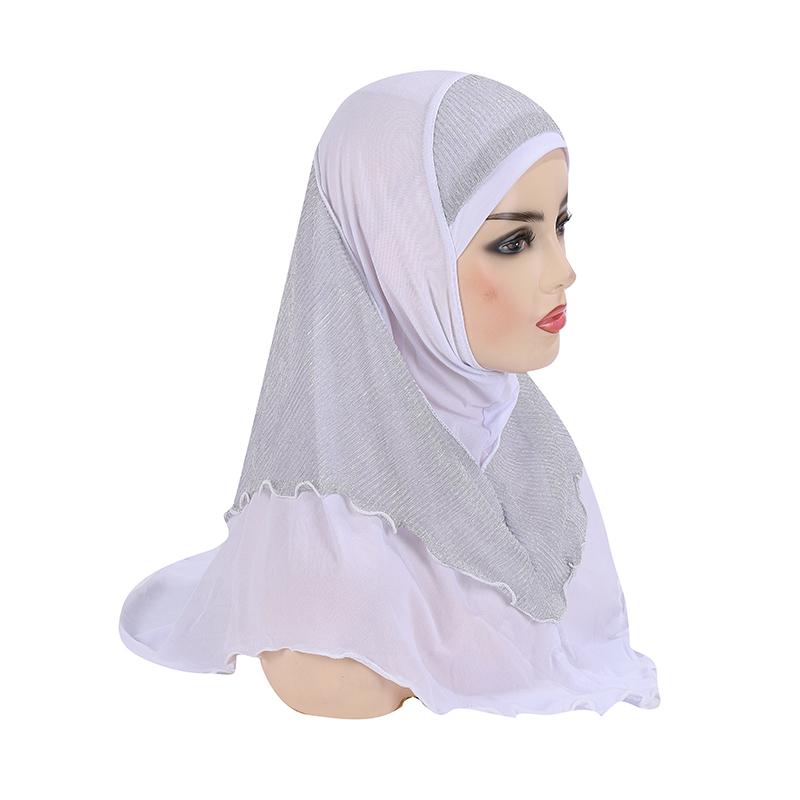 

H076 Adults or big girls medium size 70*60cm pray hijab muslim hijab scarf islamic headscarf hat amira pull on headwrap белый