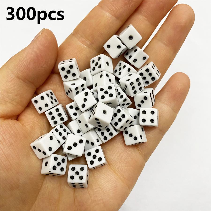 300pcs 8mm Six-Sided Dice Set White Black Green Colors Bulk RPG Dice for Tabletop Games D&D Casino Nights and Party Favors JXB