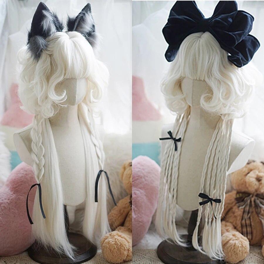 Synthetic Natural Black Wigs Long Wavy Wig for Women with Bangs Halloween Party Daily Heat Resistant Fibre Hair Wigs