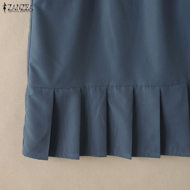 ZANZEA Rochie de vară elegantă casual pentru femei, cu gât rotund, cu mânecă scurtă