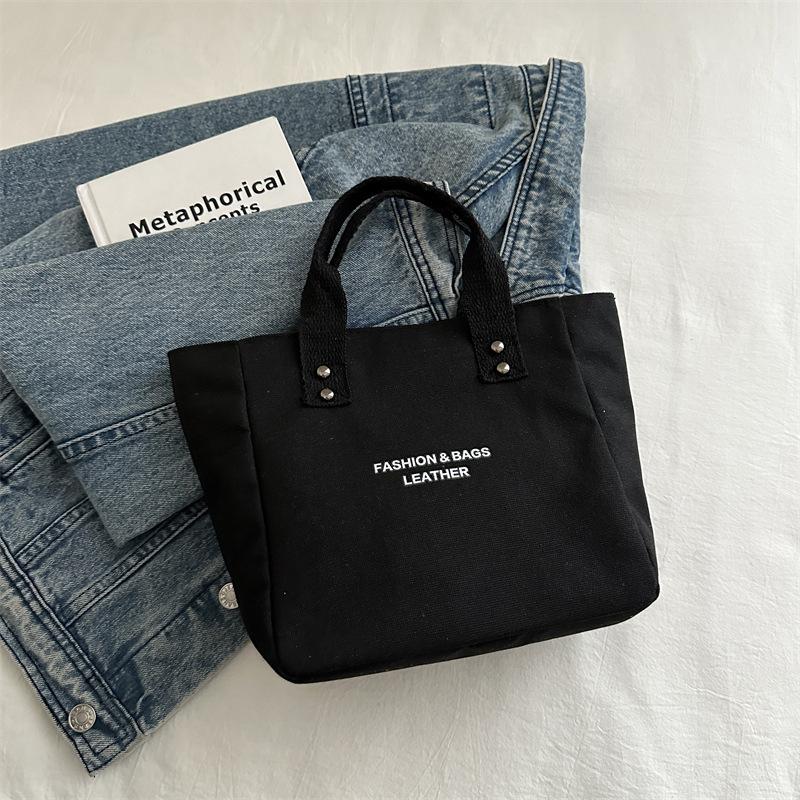 Canvas Women's Bag Simple Letter Printed Handbag Large Capacity Tote Bag Canvas Shoulder Bag Bento Bag