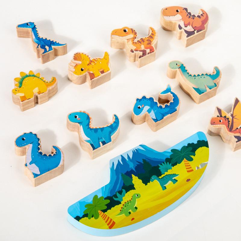 Stacking Balance Dinosaur Blocks Puzzle Toy For Kids Early Learning Play And