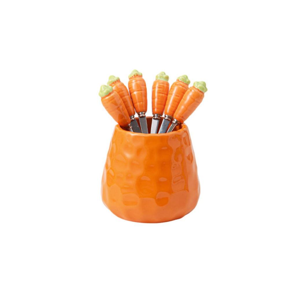 Pineapple Carrot Ceramic Fruit Forks Set Creative Ins Style Ceramic Fruit Forks Receipt Jar Home Decoration Household