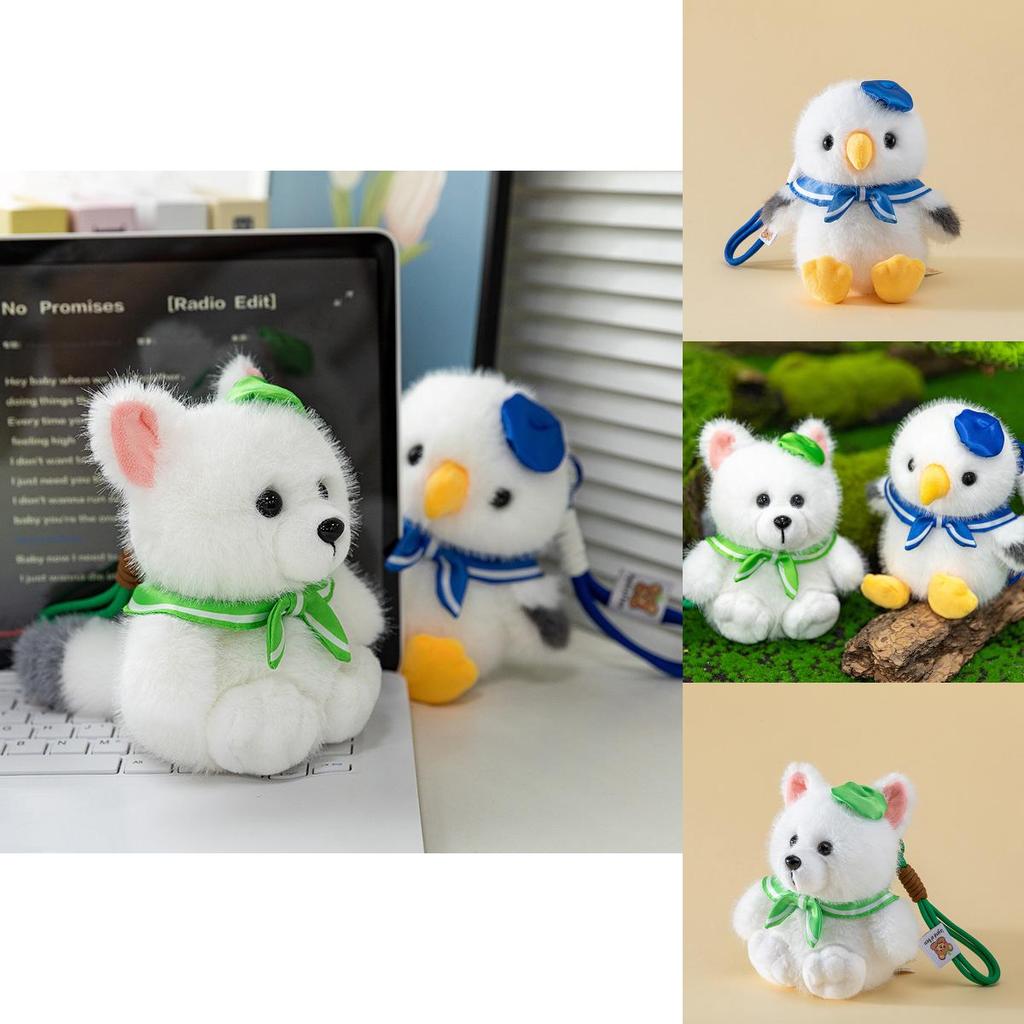 Cute Scarf Fox Seagull Cartoon Animal Plush Doll Pendant For Backpack Decor And Gift