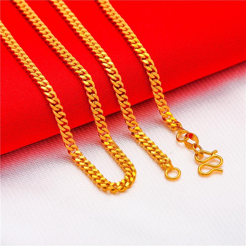 Vietnamese sand gold-plated necklace, women's necklace, water wave necklace, snake bone necklace, box necklace, O-shaped necklace.