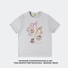 Pure cotton European goods American front shoulder short-sleeved t-shirt women's new loose and lazy design niche large size top