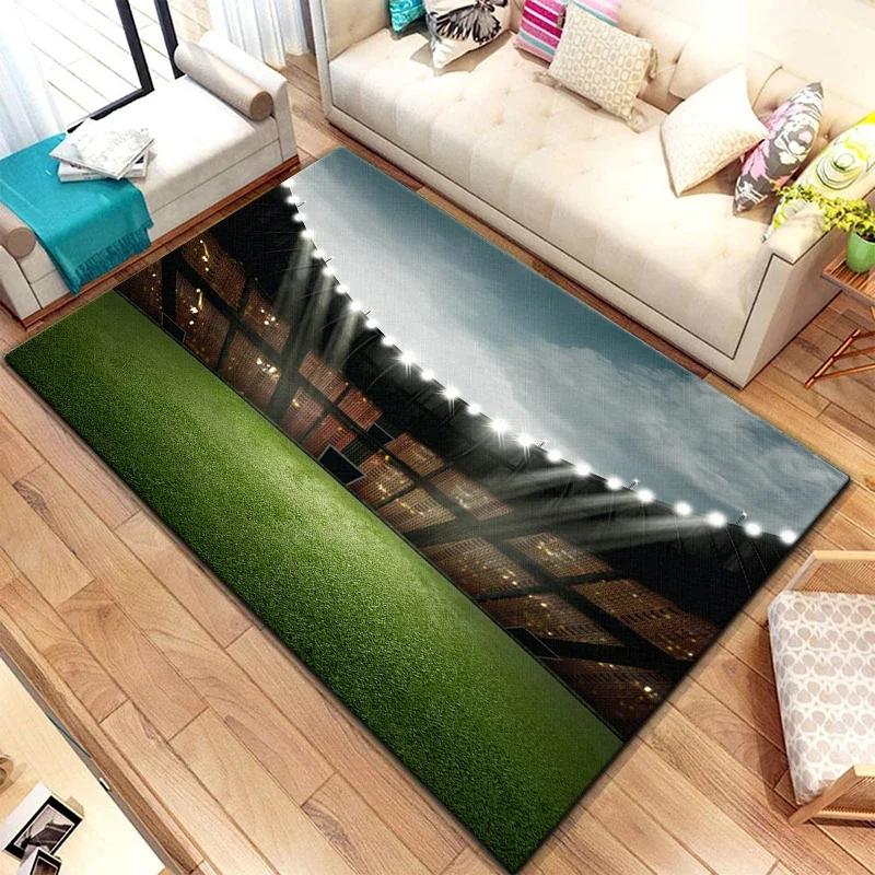Soccer Football Sports Silhouette Pattern Carpet for Living Room Rugs Camping Picnic Mat Anti-Slip Rug Crawl Mat Fans Gift