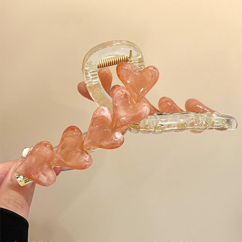 Love Resin Gold Standard Hairpin Dongdaemun Simple Back Head Grab Clip Niche Fashionable Sweet Hair Accessories