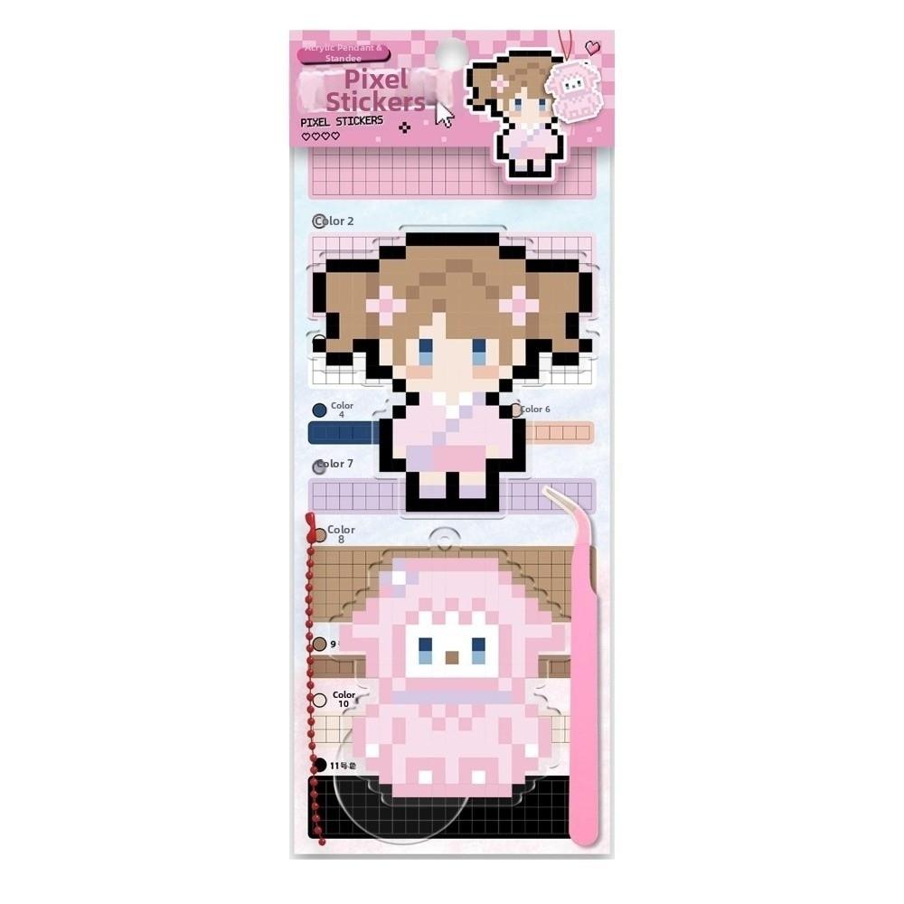 Kreativní akrylový nálepkový přívěsek z korálků Perler Kreslený DIY Pixelový stojánek z korálků Perler Dekorativní přívěsek Stolní ozdoba