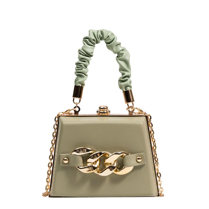 Pu bag women's bag new Korean version 2025 fashion pleated portable messenger ins Internet celebrity foreign style chain box bag